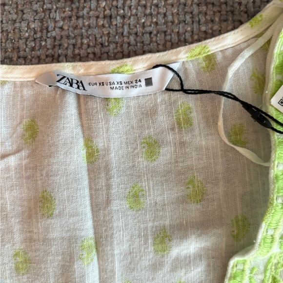 Zara White Green Embroidered Tunic Midi Dress – Size XS brand new - Picture 10 of 16